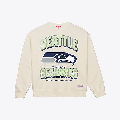 Women's Mitchell & Ness Cream Seattle Seahawks Tonal Arch Sweatshirt