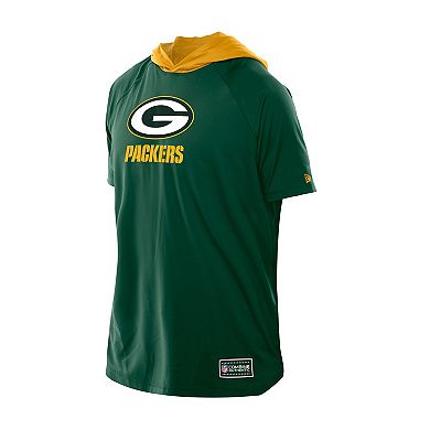 Men's New Era Green Green Bay Packers Combine Authentic Hooded Raglan Short-Sleeve T-Shirt