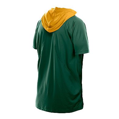 Men's New Era Green Green Bay Packers Combine Authentic Hooded Raglan Short-Sleeve T-Shirt