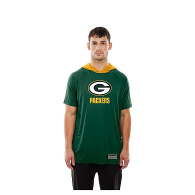 Men's New Era Green Green Bay Packers Combine Authentic Hooded Raglan Short-Sleeve T-Shirt