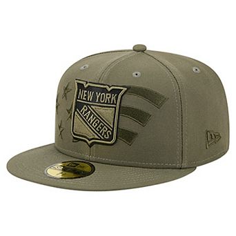 Men's New Era Olive New York Rangers Military Appreciation Flag 59FIFTY Fitted Hat