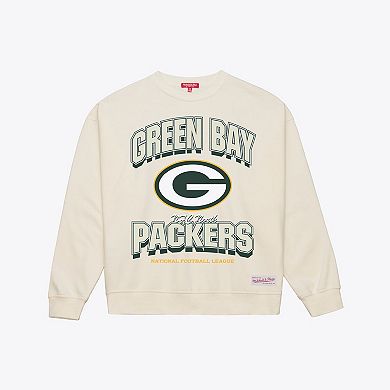 Women's Mitchell & Ness Cream Green Bay Packers Tonal Arch Sweatshirt
