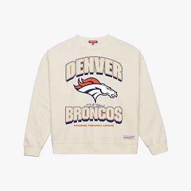 Women's Mitchell & Ness Cream Denver Broncos Tonal Arch Sweatshirt