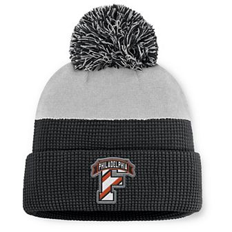 Men's Fanatics Black/Gray Philadelphia Flyers Authentic Pro Home Ice Cuffed Knit Hat with Pom