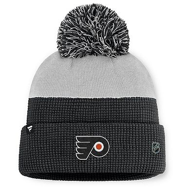 Men's Fanatics Black/Gray Philadelphia Flyers Authentic Pro Home Ice Cuffed Knit Hat with Pom