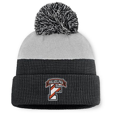 Men's Fanatics Black/Gray Philadelphia Flyers Authentic Pro Home Ice Cuffed Knit Hat with Pom