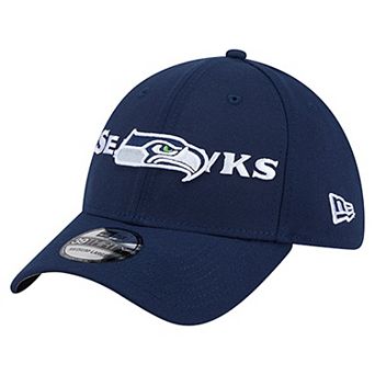 Men's New Era College Navy Seattle Seahawks Overlap Logo 39THIRTY Stretch Fit Hat