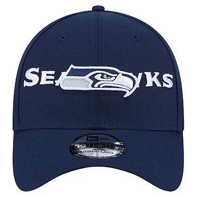Men's New Era College Navy Seattle Seahawks Overlap Logo 39THIRTY Stretch Fit Hat