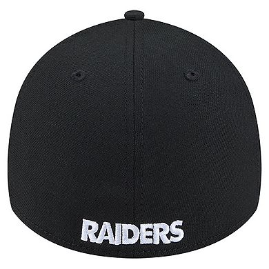Men's New Era Black Las Vegas Raiders Overlap Logo 39THIRTY Stretch Fit Hat