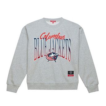 Women's Mitchell & Ness Heather Gray Columbus Blue Jackets Hockey Night Sweatshirt