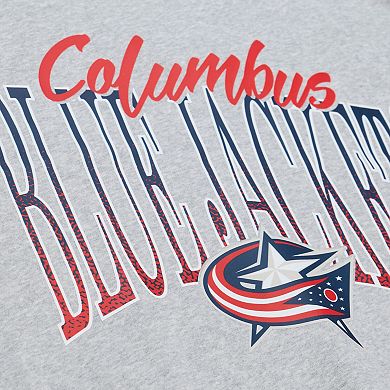 Women's Mitchell & Ness Heather Gray Columbus Blue Jackets Hockey Night Sweatshirt