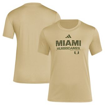 Women's adidas Tan Miami Hurricanes Salute to Service AEROREADY T-Shirt