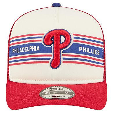 Men's New Era Cream/Red Philadelphia Phillies Banner A-Frame 9FIFTY Trucker Snapback Hat