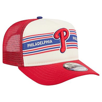 Men's New Era Cream/Red Philadelphia Phillies Banner A-Frame 9FIFTY Trucker Snapback Hat