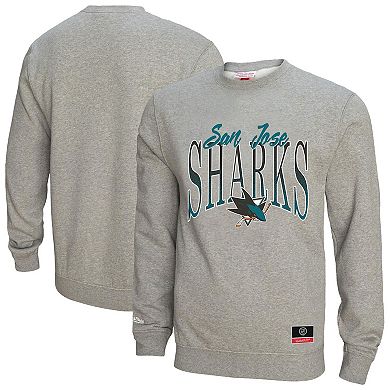 Women's Mitchell & Ness Heather Gray San Jose Sharks Hockey Night Sweatshirt