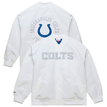 Men's Mitchell & Ness White Indianapolis Colts Double Clutch Raglan Full-Snap Jacket