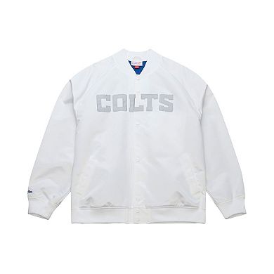 Men's Mitchell & Ness White Indianapolis Colts Double Clutch Raglan Full-Snap Jacket