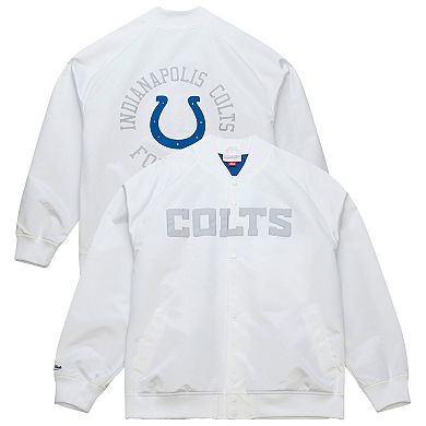 Men's Mitchell & Ness White Indianapolis Colts Double Clutch Raglan Full-Snap Jacket