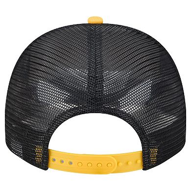 Men's New Era Cream/Black Pittsburgh Pirates Banner A-Frame 9FIFTY Trucker Snapback Hat