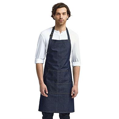 Artisan Collection by Reprime Jeans Stitch Denim Bib Apron with Pockets