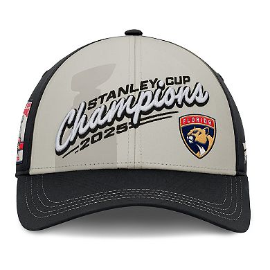 Men's Fanatics Light Beige/Black Florida Panthers Authentic Pro 2025 Stanley Cup Champions Banner Raising Ceremony Adjustable Hat