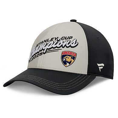 Men's Fanatics Light Beige/Black Florida Panthers Authentic Pro 2025 Stanley Cup Champions Banner Raising Ceremony Adjustable Hat