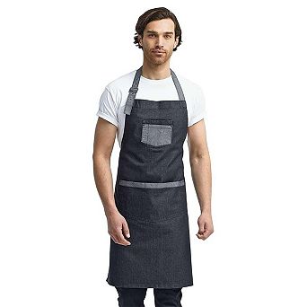 Artisan Collection by Reprime Domain Contrast Denim Bib Apron with Pockets
