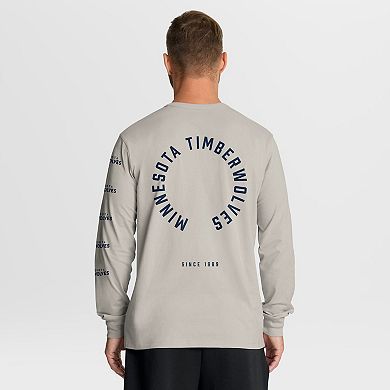 Men's Fanatics Cream Minnesota Timberwolves Crossover Collection Ball Screen Action Premium Long Sleeve T-Shirt