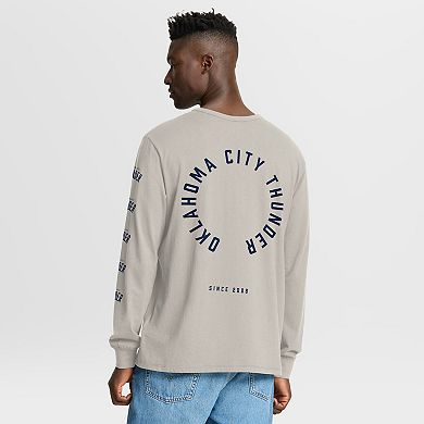 Men's Fanatics Cream Oklahoma City Thunder Crossover Collection Ball Screen Action Premium Long Sleeve T-Shirt