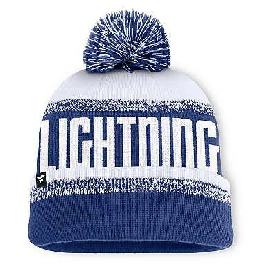 Men's Fanatics Blue/White Tampa Bay Lightning Fundamentals Thrive Cuffed Knit Hat with Pom