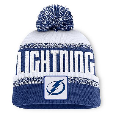 Men's Fanatics Blue/White Tampa Bay Lightning Fundamentals Thrive Cuffed Knit Hat with Pom