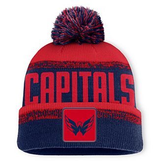 Men's Fanatics Navy/Red Washington Capitals Fundamentals Thrive Cuffed Knit Hat with Pom