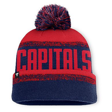 Men's Fanatics Navy/Red Washington Capitals Fundamentals Thrive Cuffed Knit Hat with Pom