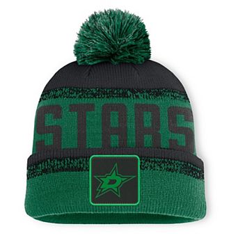 Men's Fanatics Kelly Green/Black Dallas Stars Fundamentals Thrive Cuffed Knit Hat with Pom