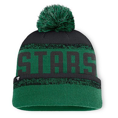 Men's Fanatics Kelly Green/Black Dallas Stars Fundamentals Thrive Cuffed Knit Hat with Pom