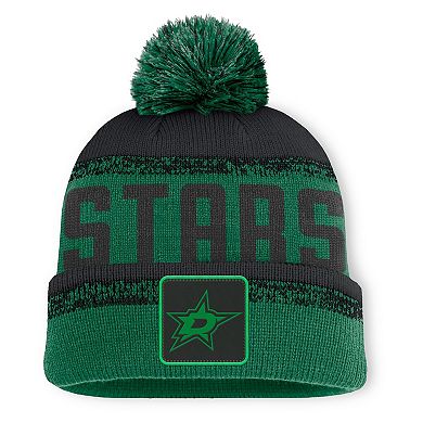 Men's Fanatics Kelly Green/Black Dallas Stars Fundamentals Thrive Cuffed Knit Hat with Pom