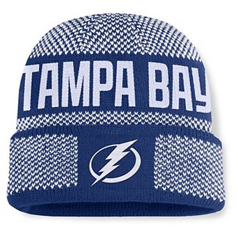 Men's Fanatics Blue/White Tampa Bay Lightning Fundamentals Shelter Cuffed Knit Hat