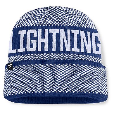 Men's Fanatics Blue/White Tampa Bay Lightning Fundamentals Shelter Cuffed Knit Hat