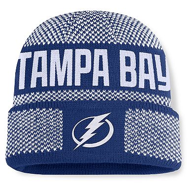 Men's Fanatics Blue/White Tampa Bay Lightning Fundamentals Shelter Cuffed Knit Hat
