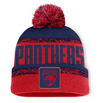 Men's Fanatics Red/Navy Florida Panthers Fundamentals Thrive Cuffed Knit Hat with Pom