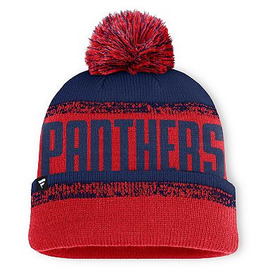 Men's Fanatics Red/Navy Florida Panthers Fundamentals Thrive Cuffed Knit Hat with Pom
