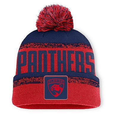 Men's Fanatics Red/Navy Florida Panthers Fundamentals Thrive Cuffed Knit Hat with Pom