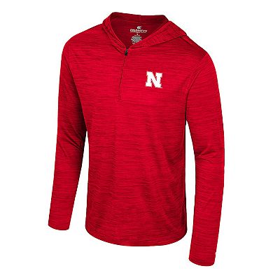 Men's Colosseum Scarlet Nebraska Huskers Always Sunny Lightweight Quarter-Zip Hoodie
