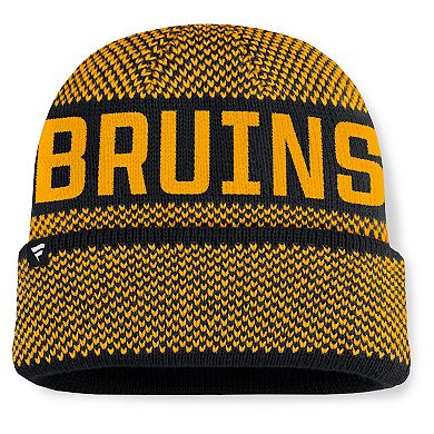 Men's Fanatics Black/Gold Boston Bruins Fundamentals Shelter Cuffed Knit Hat