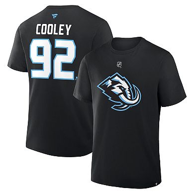 Men's Fanatics Logan Cooley Black Utah Mammoth Authentic Stack Name & Number T-Shirt