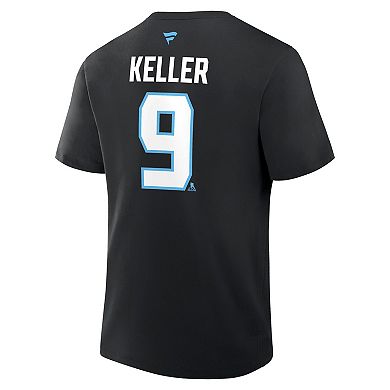 Men's Fanatics Clayton Keller Black Utah Mammoth Authentic Stack Name & Number T-Shirt