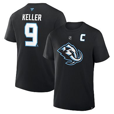 Men's Fanatics Clayton Keller Black Utah Mammoth Authentic Stack Name & Number T-Shirt
