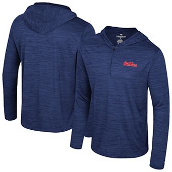 Men's Colosseum Navy Ole Miss Rebels Always Sunny Lightweight Quarter-Zip Hoodie