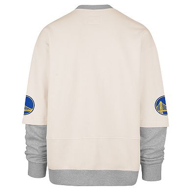 Men's '47 Cream Golden State Warriors Crossover Collection Trifecta Double Layered Fleece Sweatshirt