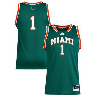 Men's adidas #1 Green Miami Hurricanes Replica Swingman Jersey